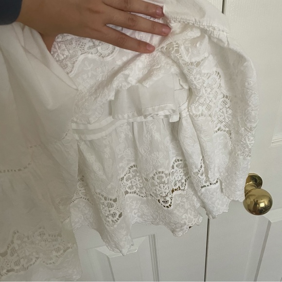 Heavily embroidered, off the shoulder 100% cotton white midi dress - Picture 5 of 7